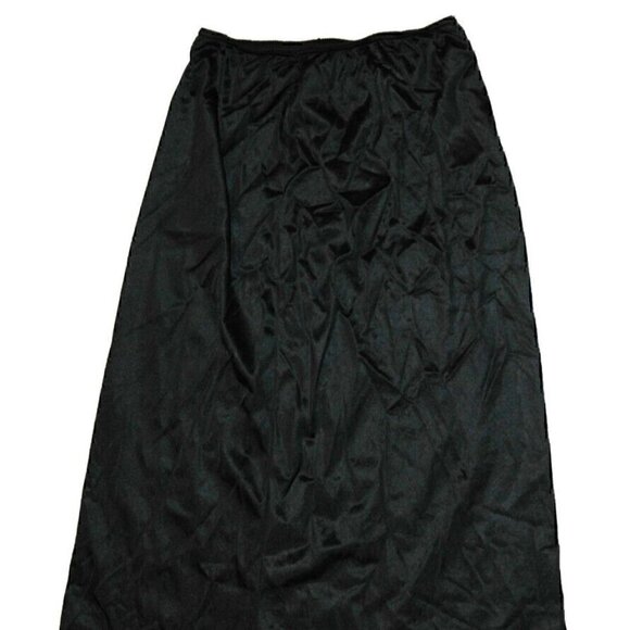 Warners Slip Vintage Skirt Size S Black Lace Hem Nylon Elastic Waistband - Picture 1 of 5